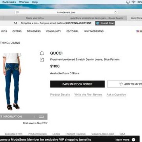Gucci Floral Bloom Embroidered Stretch Denim Jeans in Blue I-0222a16 - Picture 16 of 16